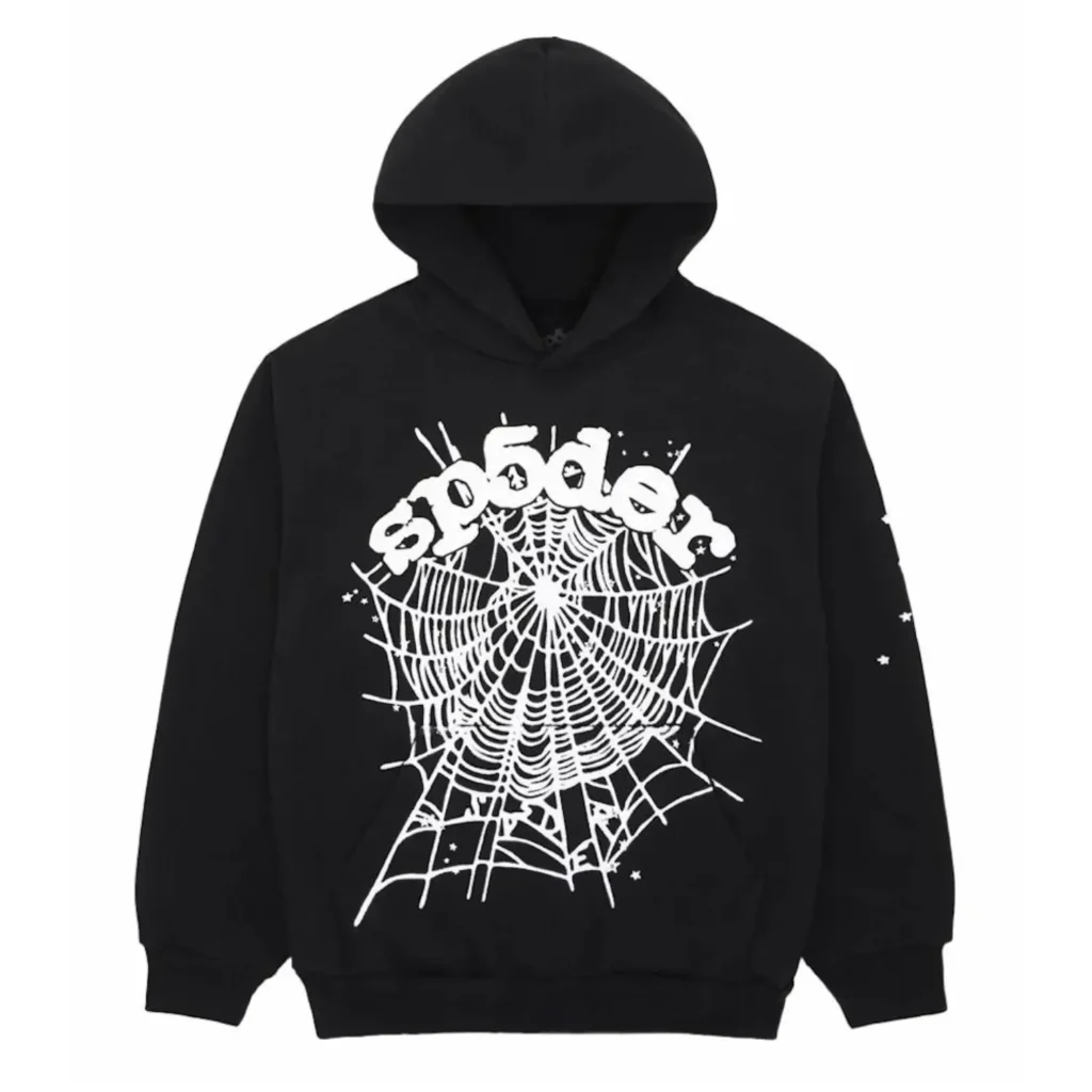 Black Web Graphic Pullover Hoodie